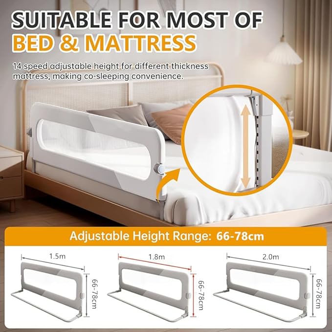 Baby Bed Rails Guard - Foldable Toddler Bed Rail