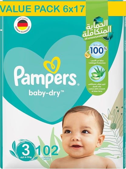 Pampers Baby-Dry - Size 3, 6-10kg, 102 Count
