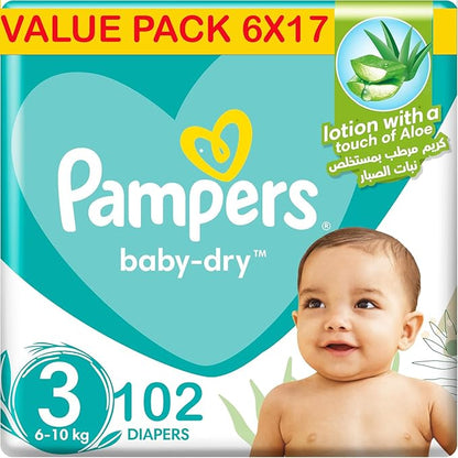 Pampers Baby-Dry - Size 3, 6-10kg, 102 Count