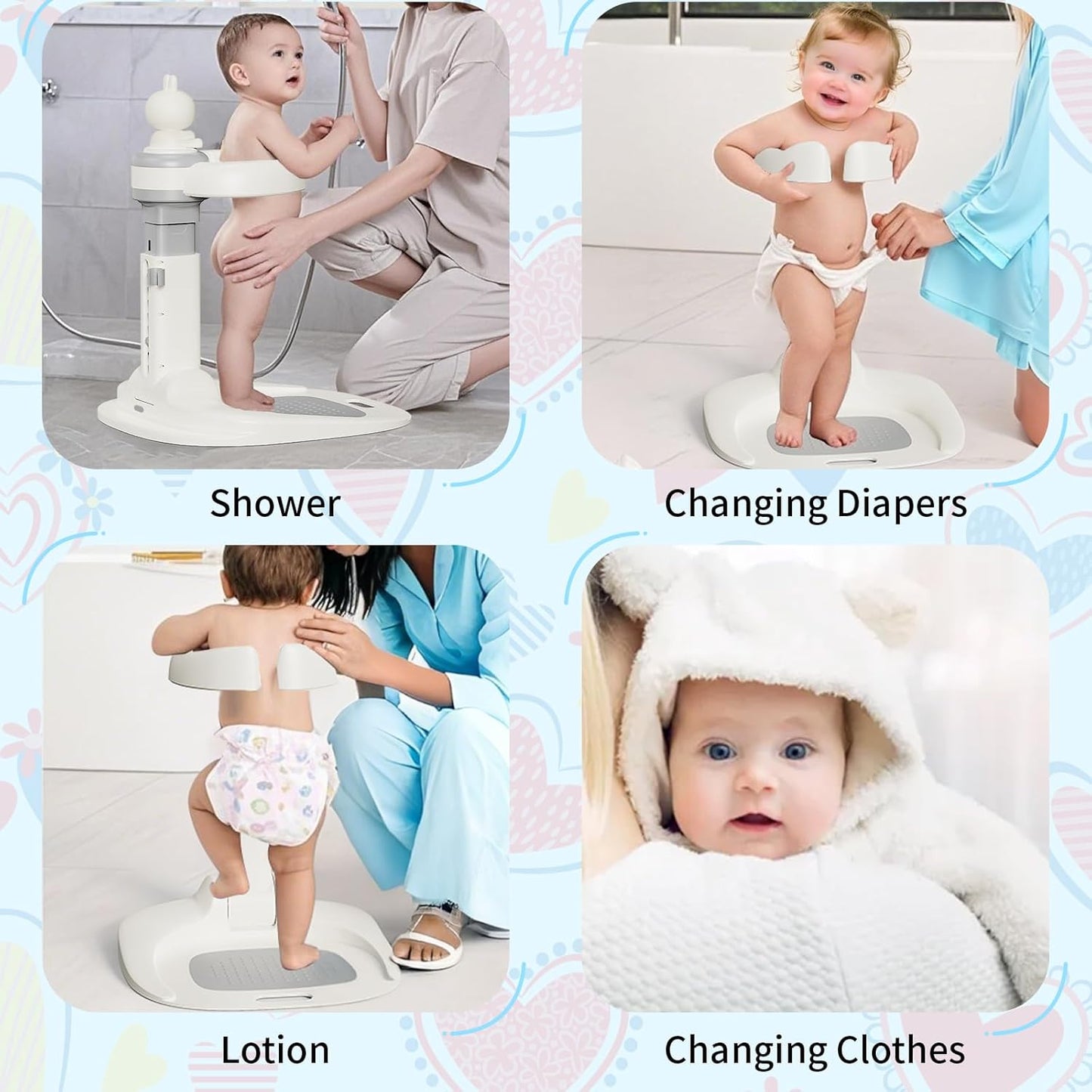 Adjustable Baby Shower Stand with Anti-Slip Base